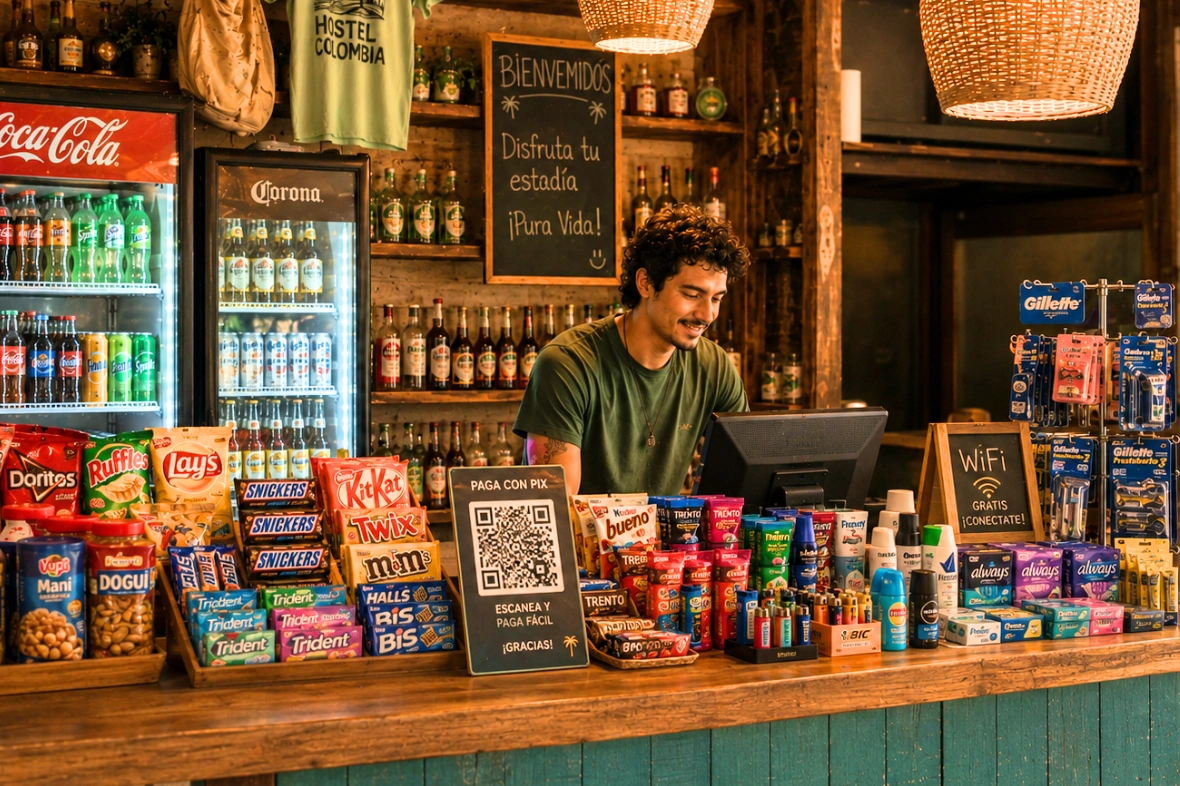 Restaurante, comidas y mercado del hostel